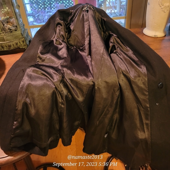 Blanc Noir Wool Blend Skirted Pea Coat Black Size Small #511 - Picture 8 of 14